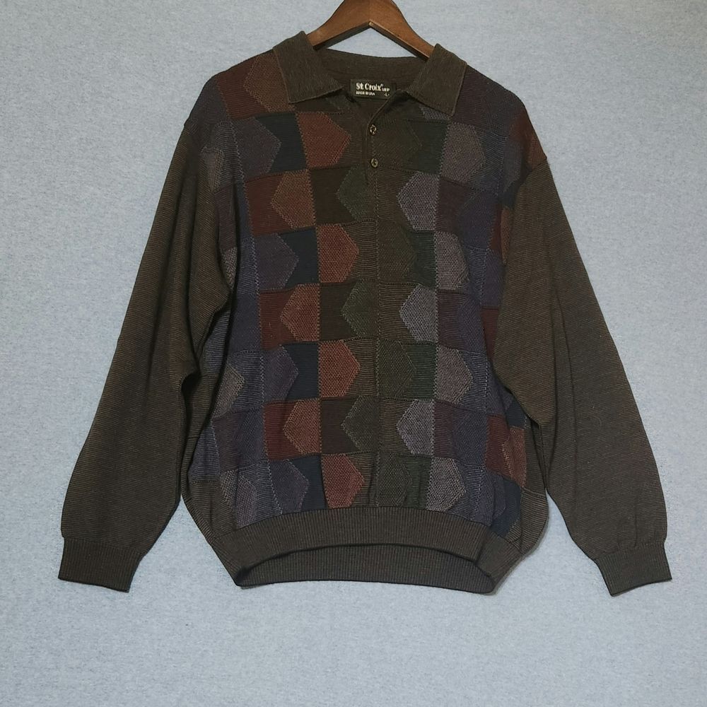 Vintage St. Croix Geometric Sweater. Size Large
